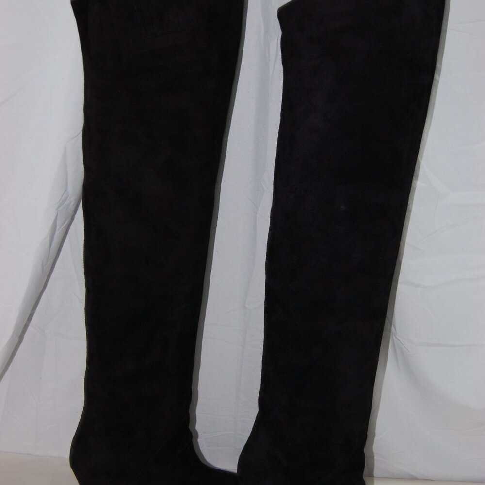 39/8.5❤️SAINT LAURENT NIKI Black Leather Over Knee Thigh HIGH Heels BOOTS ITALY - Picture 12 of 16